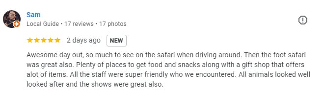 Customer Testimonial for Visit to Woburn Safari Park