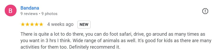 Customer Testimonial for Visit to Woburn Safari Park