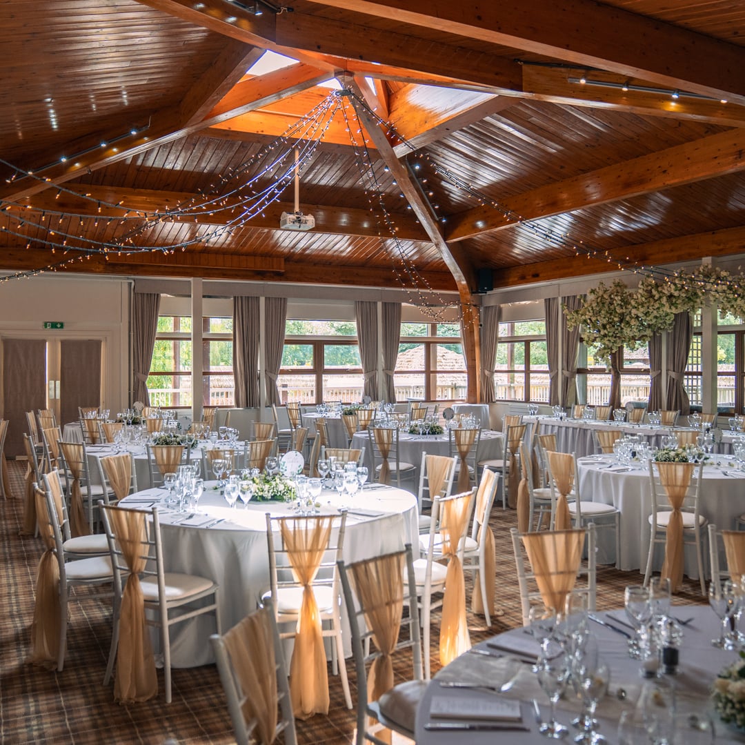 Woburn Safari Park lodge wedding set up