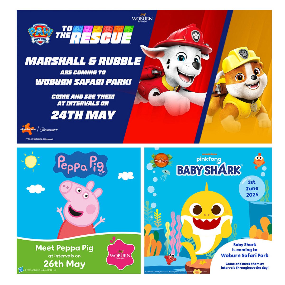 Image of marhsll and rubble, peppa, baby s ay half term