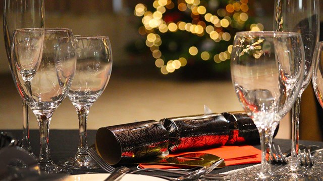 A table setting at a Christmas Party Night at Woburn Safari Park