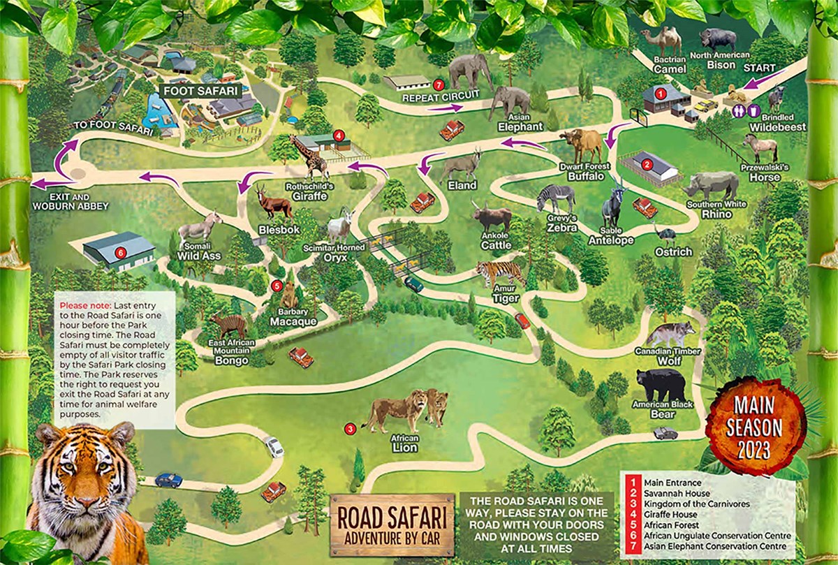 map of woburn safari park